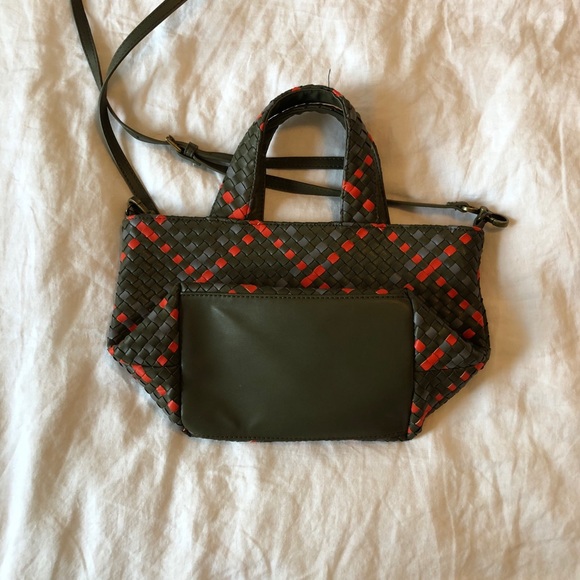 Green and orange cross weave satchel - Picture 3 of 5